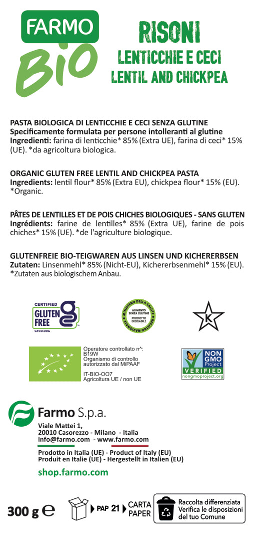 Risoni Biologici Lenticchie e Ceci