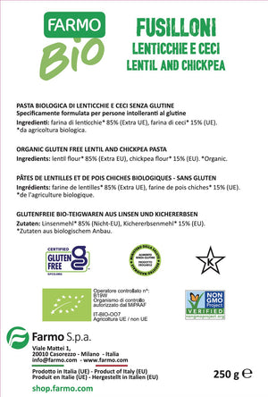 Fusilloni Biologici Lenticchie e Ceci - Farmo - Eat a better life